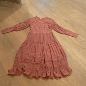 Ulla Johnson Francine Pintucked Embroidered Midi Dress